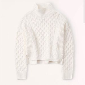 Abercrombie White Cable Turtleneck Sweater
